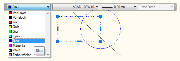 Ändern der Farbe eines Objekts über den Eigenschaften-Werkzeugkasten