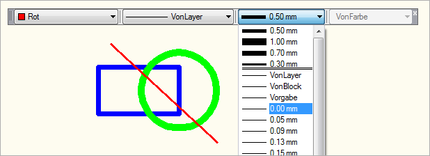 Ändern der Linienstärke eines Objekts über den Eigenschaften-Werkzeugkasten