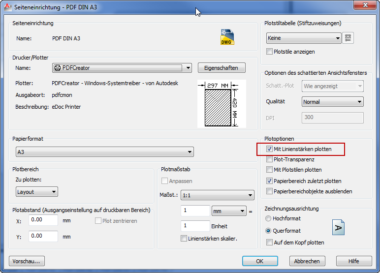 Linienstärke drucken Linienstärke drucken