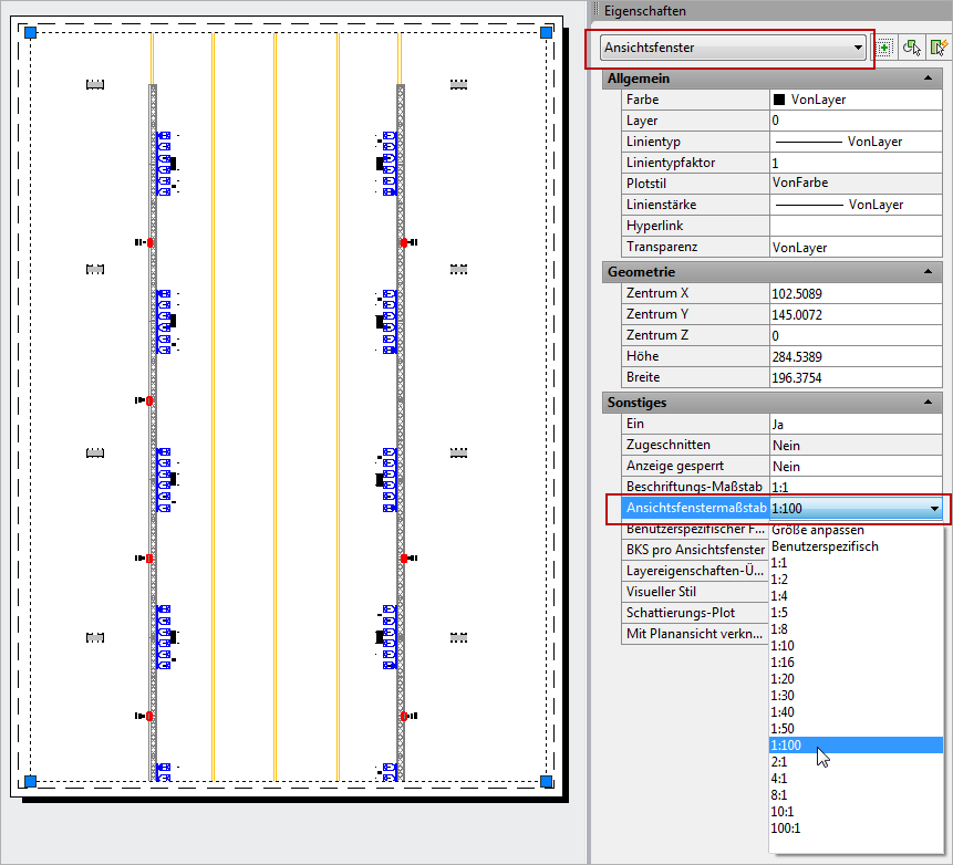 Anpassen des Plotmaßstabs eines Ansichtsfensters