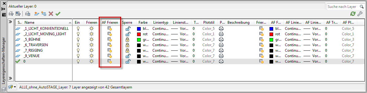 Layer im Ansichtsfenster anzeigen/frieren