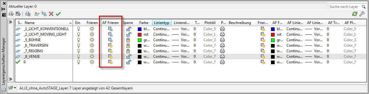 Layer im Ansichtsfenster anzeigen/frieren