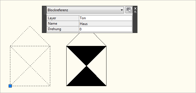 Blockreferenz "Haus" mit Basispunkt