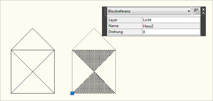 Blockreferenz "Haus2" mit Basispunkt