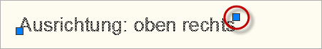 Ausrichtung: oben rechts