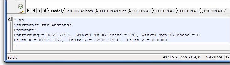 Die Kommandozeile von Bricscad
