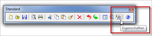 Eigenschaften-Leiste ein- und ausblenden über den Standard-Werkzeugkasten Eigenschaften-Leiste ein- und ausblenden über den Standard-Werkzeugkasten