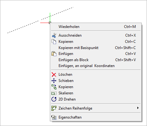 Kontext-Menü nach Selektion