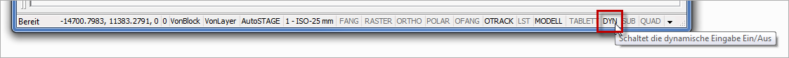 Ein- und ausschalten der dynamischen Eingabe
