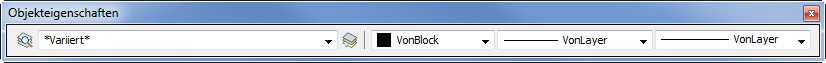 Der Objekteigenschaften-Werkzeugkasten bei Auswahl von Objekten auf mehreren Layern