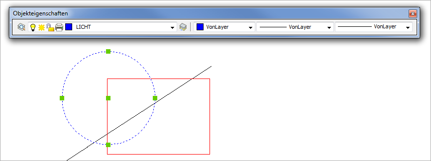 Anzeige der Objekt-Eigenschaften im Objekteigenschaften-Werkzeugkasten