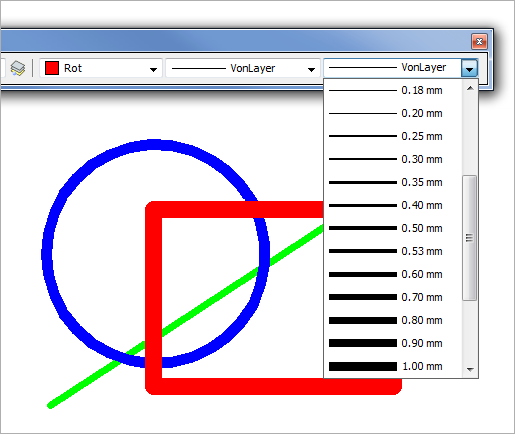 Ändern der Linienstärke eines Objekts über den Objekteigenschaften-Werkzeugkasten