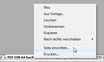Seiteneinrichtung öffnen