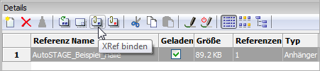 Binden einer XRef in der Zeichnung